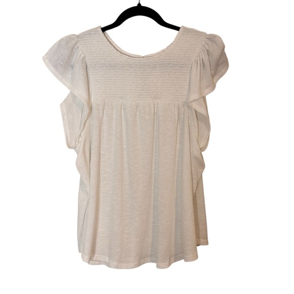 Gentle Fawn Women's White Flutter Sleeve Top- Size Small - Picture 1 of 9